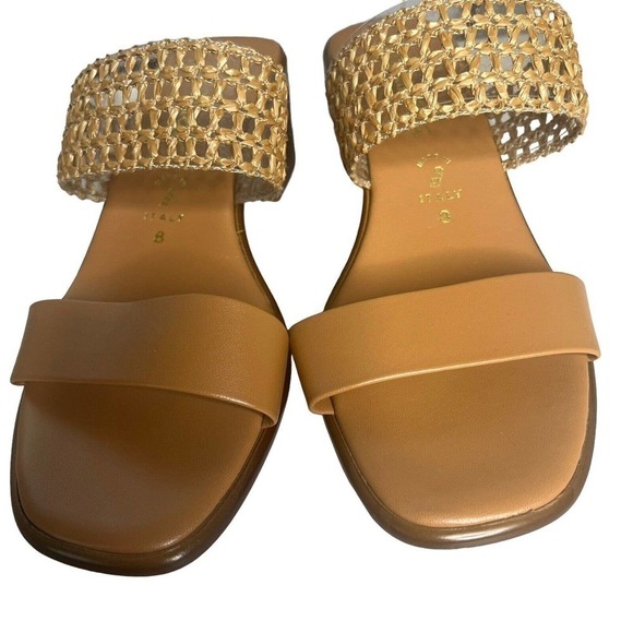 Toscanella Women’s Size 8 Gaucho Sandals Slides Raffia Chunky Heel Italy NEW - Picture 3 of 12